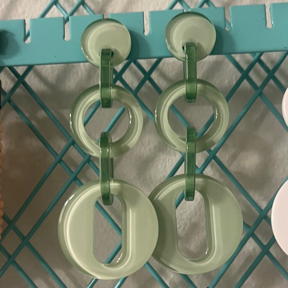 Mint Green Acrylic Geometric Dangle Earrings